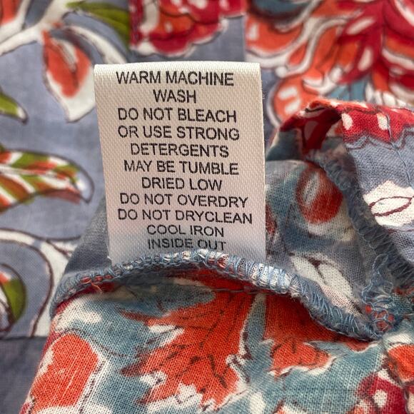 Perry Walker Collective Tori Button-Front Blue Floral Cotton Dress - Size 1/XS - Picture 13 of 16